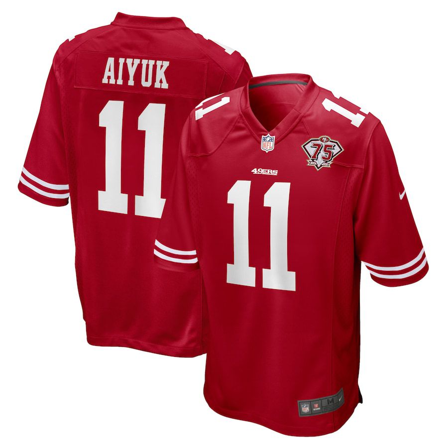 Men San Francisco 49ers #11 Brandon Aiyuk Nike Scarlet 75th Anniversary Player Game NFL Jersey->san francisco 49ers->NFL Jersey